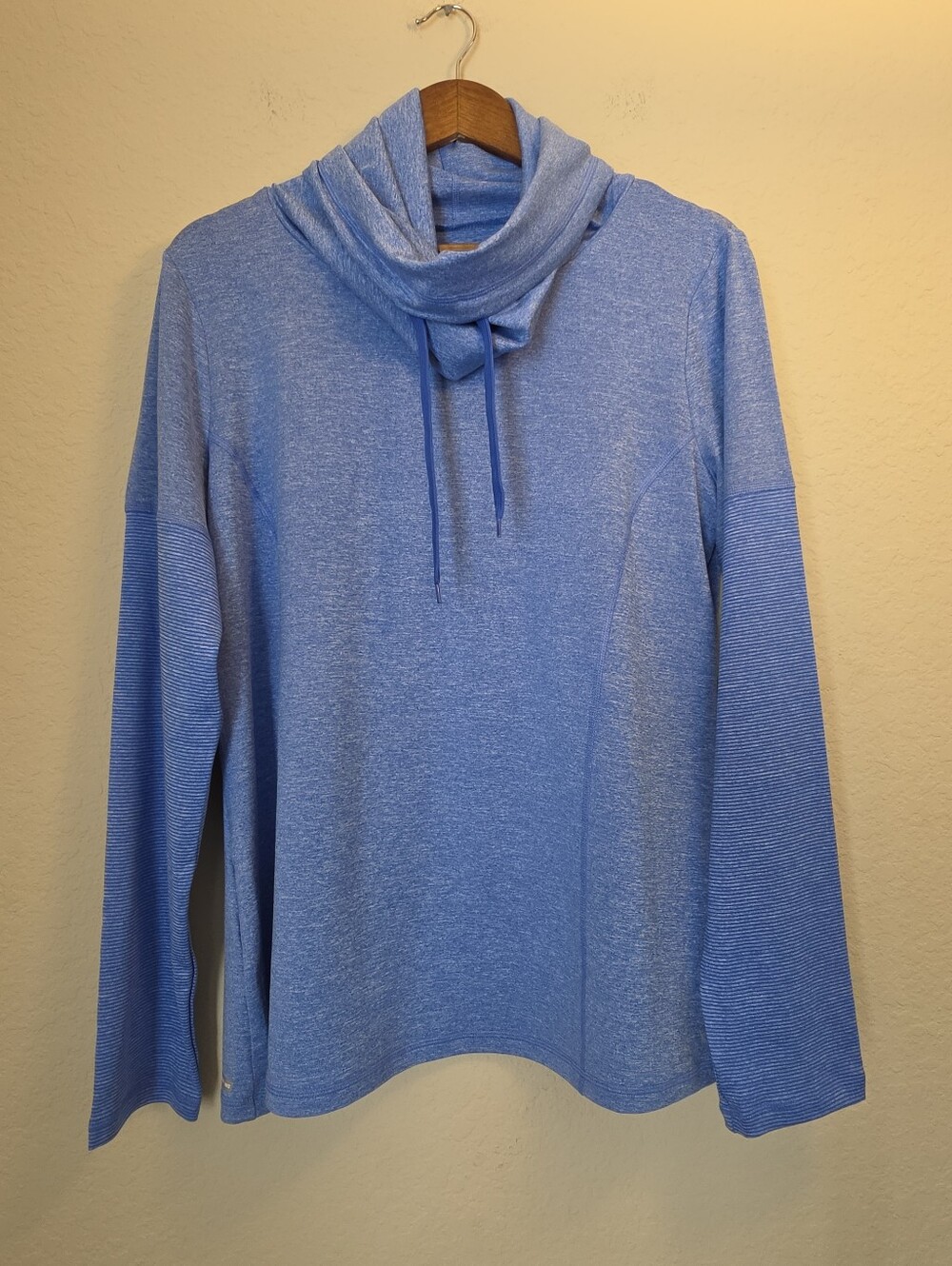 Danskin Now Cowl Neck Athletic Sweatshirt Womens XL‎ Fitted Blue Space Dye